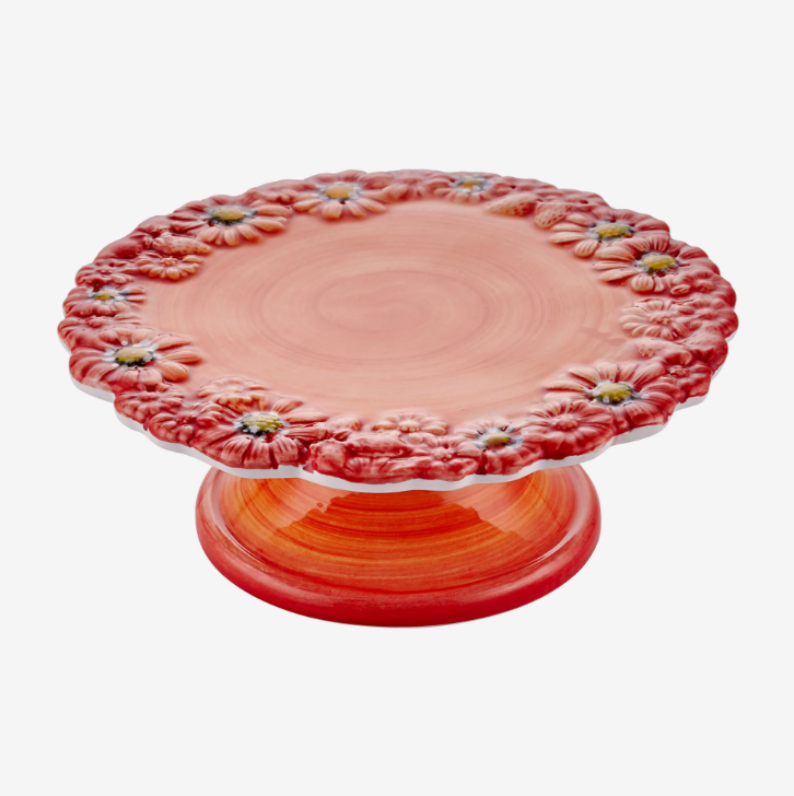 Kırmızı Seramik Kek Standı 22 Cm Camomilla Collection by Edelweiss Italy