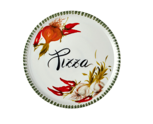 Sarımsak Desenli Seramik Pizza Tabağı 33 Cm