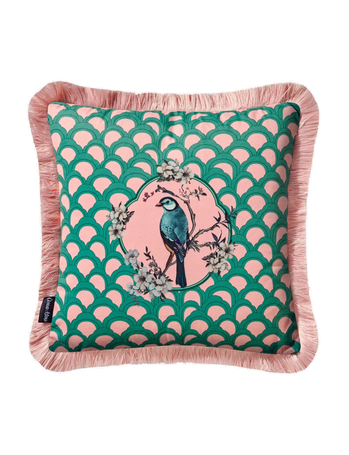 Chiara Alessi Verde Rosa Kuş Desenli Yastık