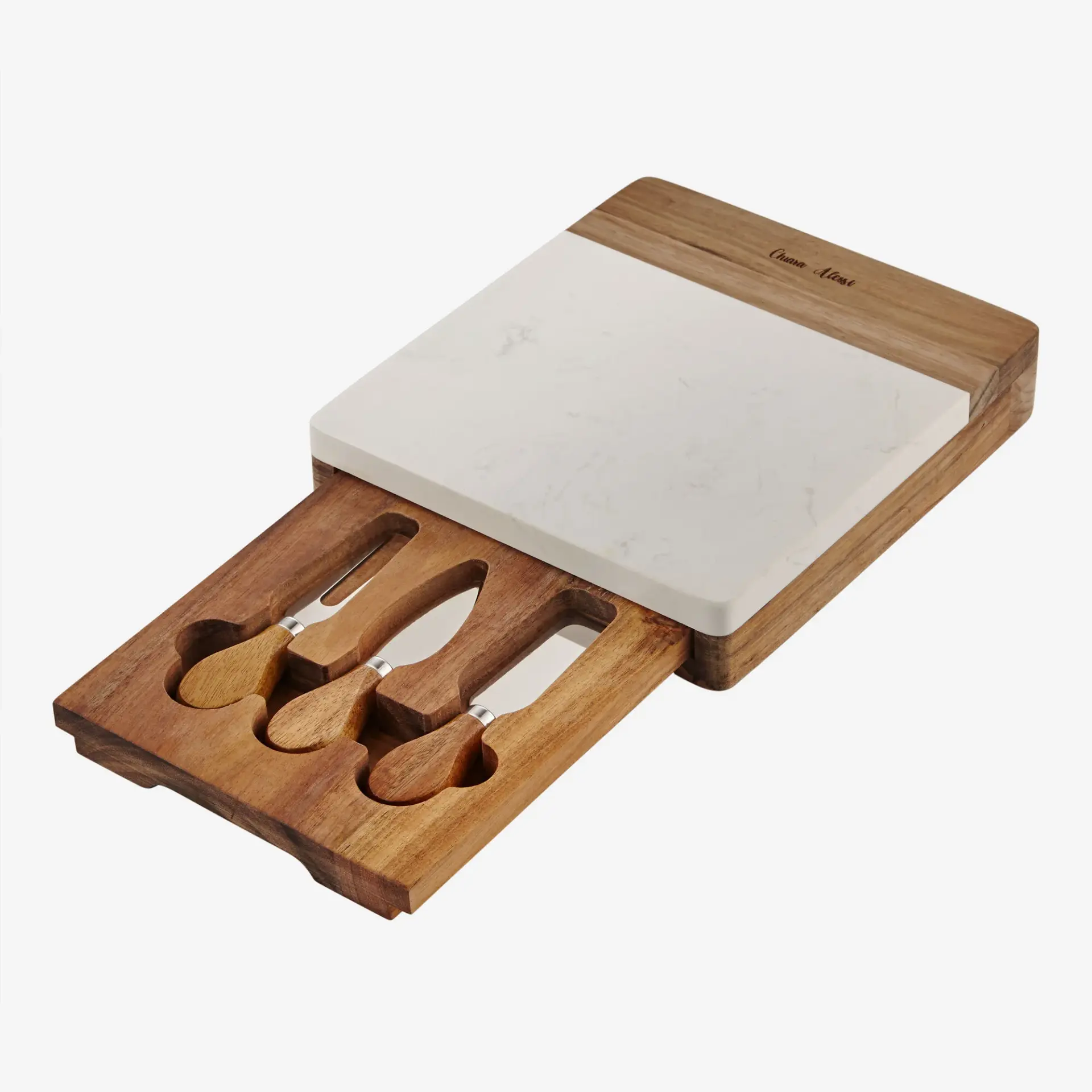 Beyaz Ahşap Peynir Sunum Tabağı Acacia Elegance Collection by Chiara Alessi