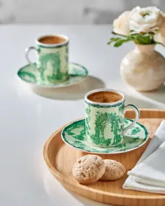 Yeşil Porselen Kahve Fincan Seti 120 Ml Fontana Collection by Chiara Alessi