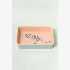 Pembe Porselen Fırın Kabı 26X18x6 Cm Animals Collection by Yvonne Ellen