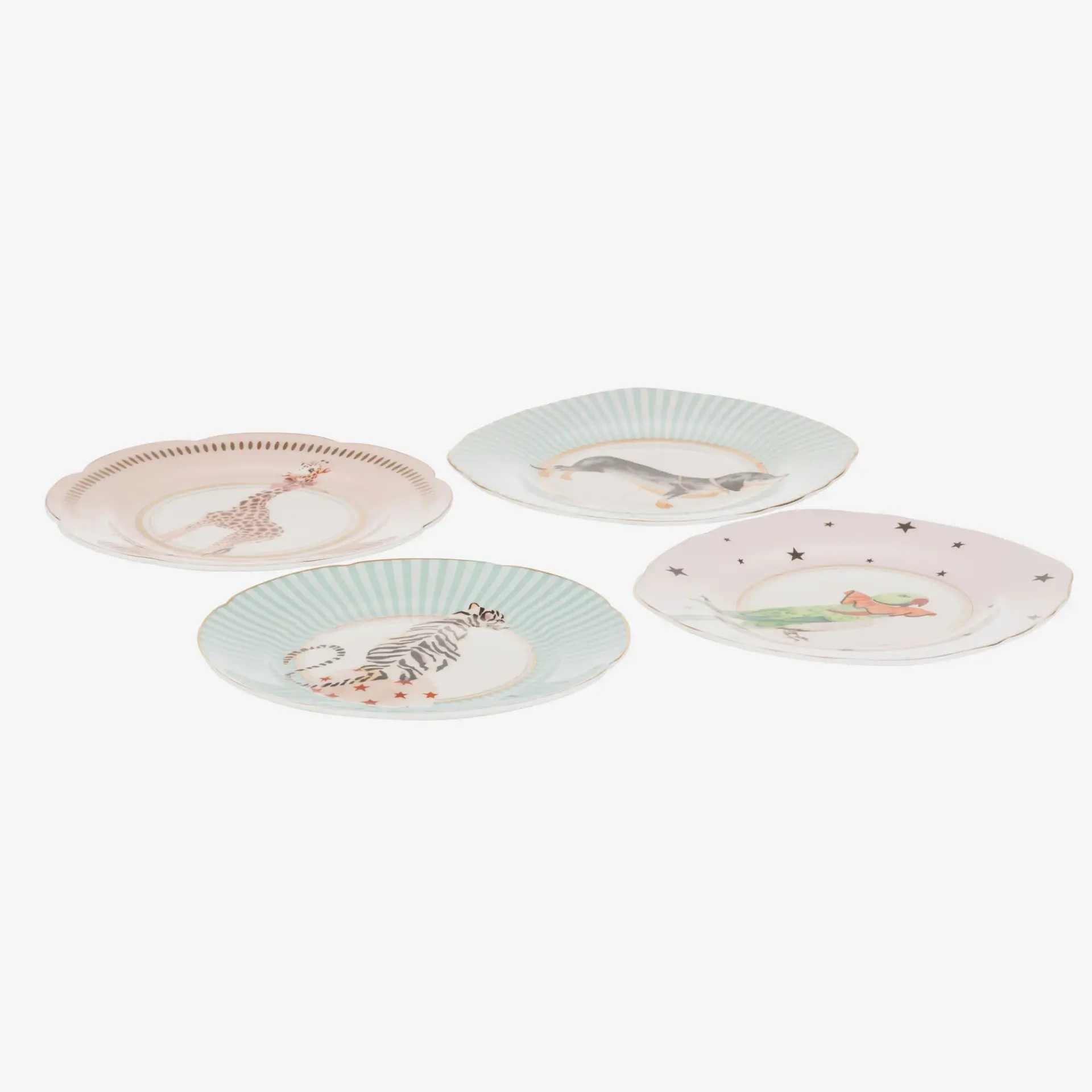 Pembe Porselen Pasta Tabağı 16 Cm Animals Collection by Yvonne Ellen